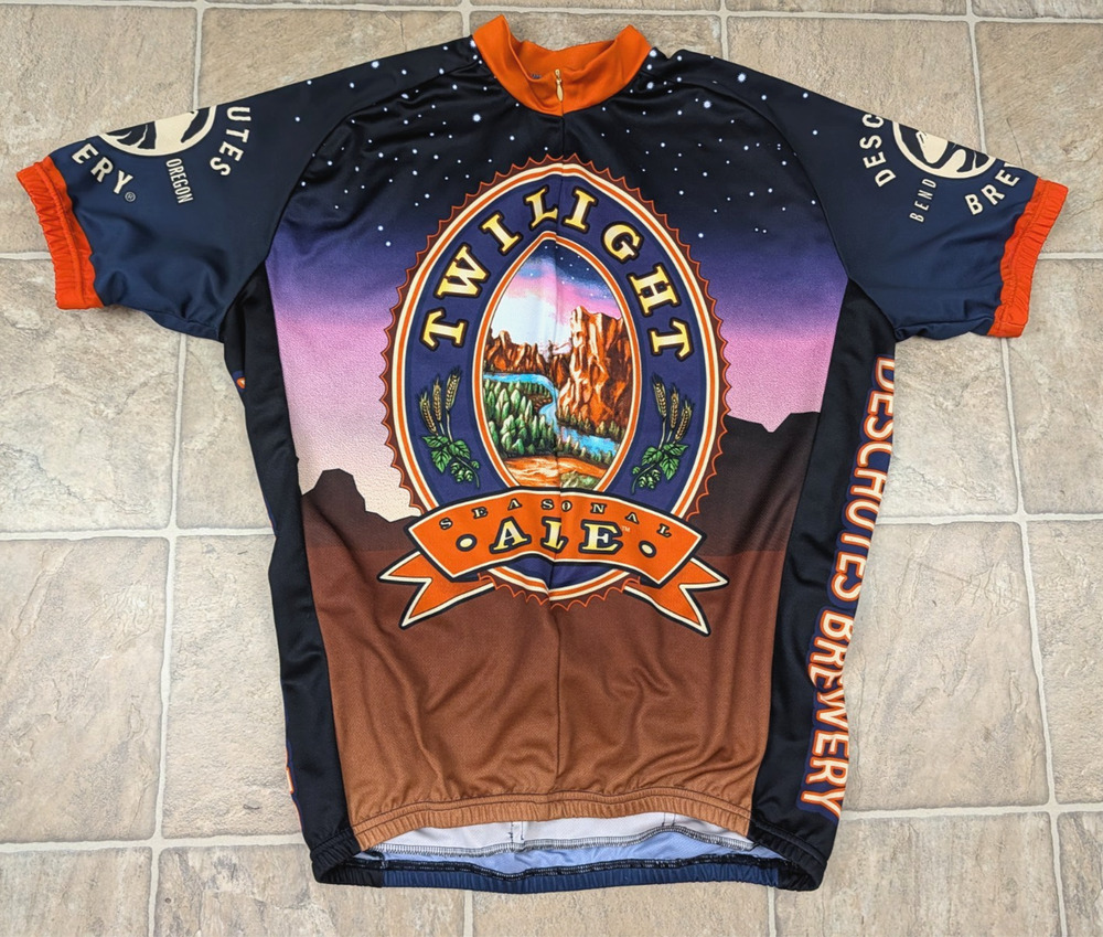 World Jerseys sz XL Cycling Jersey 3/4 zip Twilight Seasonal Ale Deschutes 3794